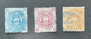 Palouse Stamps:  Ecuador Scott #9, 10, 11 XF Used