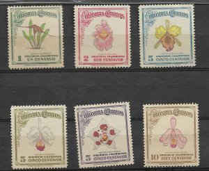 COLOMBIA YEAR 1947 Orchids Flowers Set MH Scott 546/51 Michel 500/505 VF