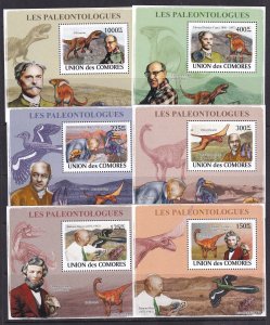 Comores 2008 Dinosaurs Paleontology Science 6 S/Sheets Deluxe Edition MNH