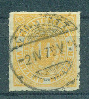 Wurttemberg sc# 52 (2) used cat value $45.00