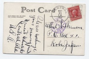 1908 Central AL doane cancel on postcard to Japan [6678]