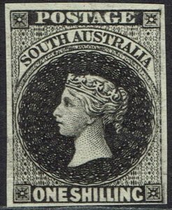 SOUTH AUSTRALIA 1855 QV 1/- BLACK IMPERF PROOF