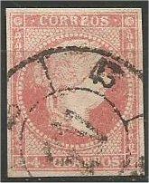 SPAIN, 1856, used 4c, Isabella II. Scott 45