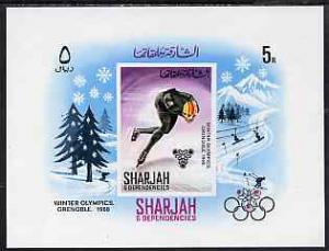 Sharjah 1968 Grenoble Winter Olympics 5r imperf m/sheet (...