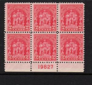 #680 mint original gum never hinged plate # block of 6