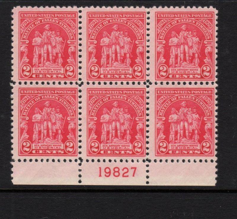 #680 mint original gum never hinged plate # block of 6