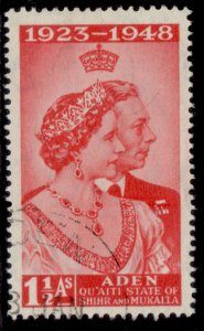 ADEN - Qu'aiti GVI SG14, 1½a scarlet RSW, FINE USED.