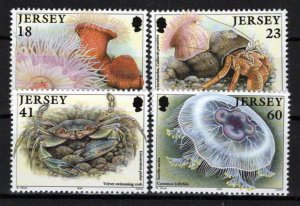 Jersey 681-684 MNH Marine Life Jellyfish Crabs ZAYIX 0524S0062