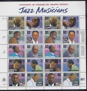 Scott 2992a MNH Pane - Jazz Musicians