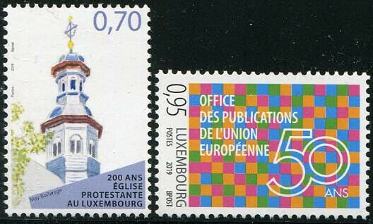 HERRICKSTAMP NEW ISSUES LUXEMBOURG Sc.# 1512-13 Church/E.U. Publications