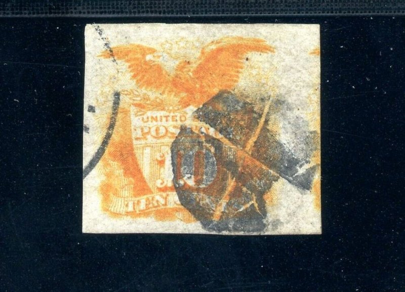 USAstamps Used VF US 1869 Pictorial Imperf? Scott 116 Grilled Fancy Cancel