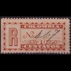 COLOMBIA 1895 - Scott# F11 Register Lab. 10c Used