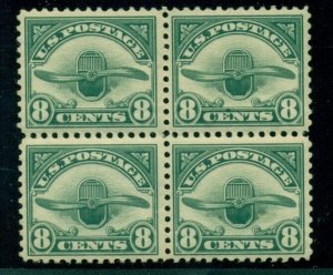 US #C4 8¢ green, Block of 4, NH/LH, Scott $120.00