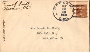 United States Ohio Brokaw 1938 4c-bar  1898-1938  Philatelic.