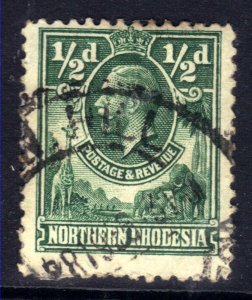 Northern Rhodesia 1925 - 29 KGV 1/2d Green used SG 1 ( J387 )