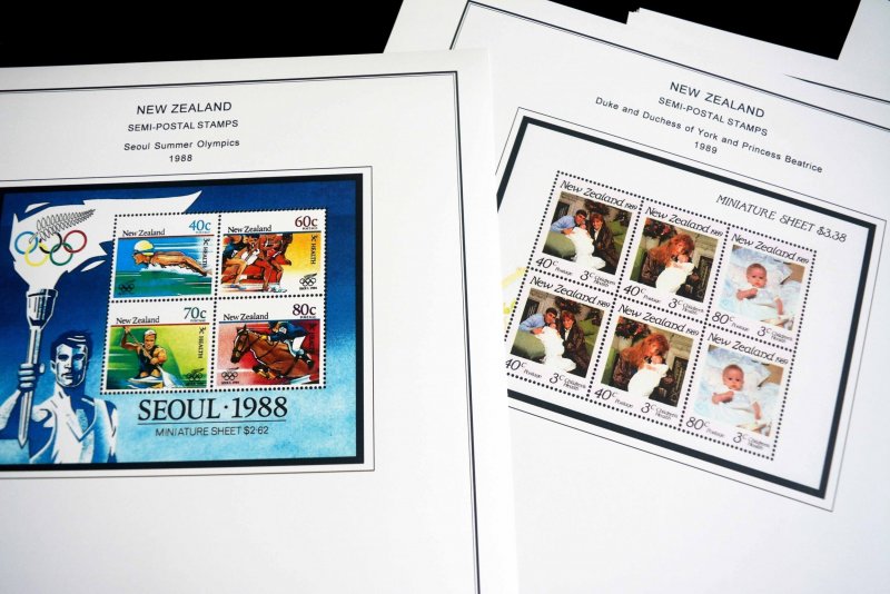 COLOR PRINTED NEW ZEALAND 1967-1989 STAMP ALBUM PAGES (93 illustrated pages)