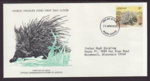 Lesotho 229 Porcupine 1977 WWF Typed FDC