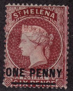 ST HELENA Used Scott # 25 Wmk 1, Bar 14mm, Perf 14x12.5 - remnant -2