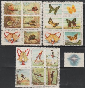 1961 Cuba Stamps  Christmas:  Snails, Birds and Butterflies Complete Set  MNH