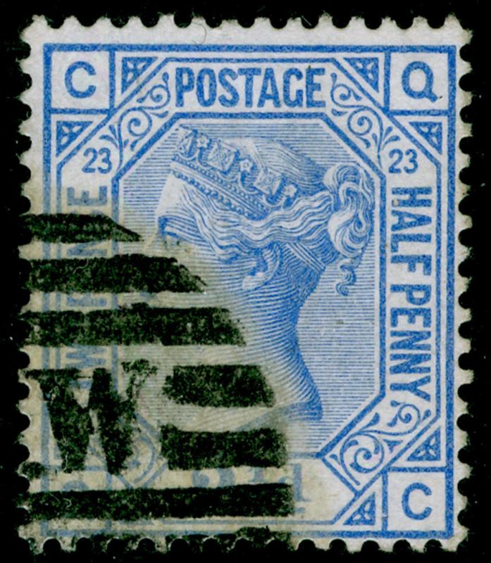 SG157, 2½d blue PLATE 23, USED. Cat £35. QC