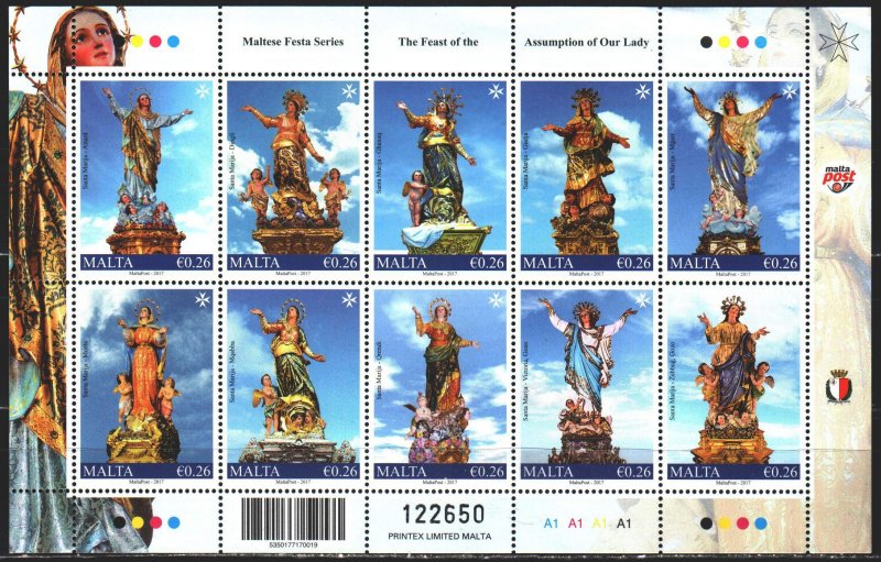 Malta. 2017. Small sheet 1970-79. Sculptures of saints. MVLH.