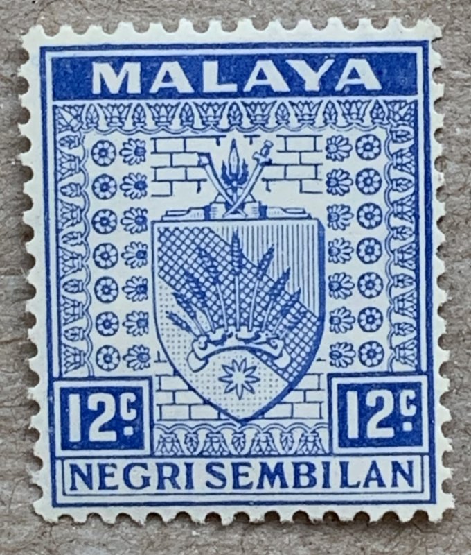 Malaya Negri Sembilan 1936 12c Arms, MNH. Scott 28, CV $5.76 (pro rated). SG 31