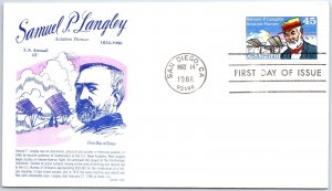 U.S. FIRST DAY COVER SAMUEL LANGLEY AVIATION PIONEER 45c AIRMAIL RATE GAMM 1988