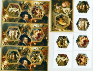 TCHAD CHAD 10 SHEETS COLLECTION IMPERF RUBENS ART PAINTINGS