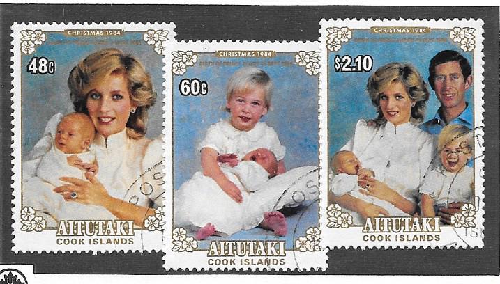 Aitutaki Princess Diana Scott #346-366 Used  Scott CV $9.40