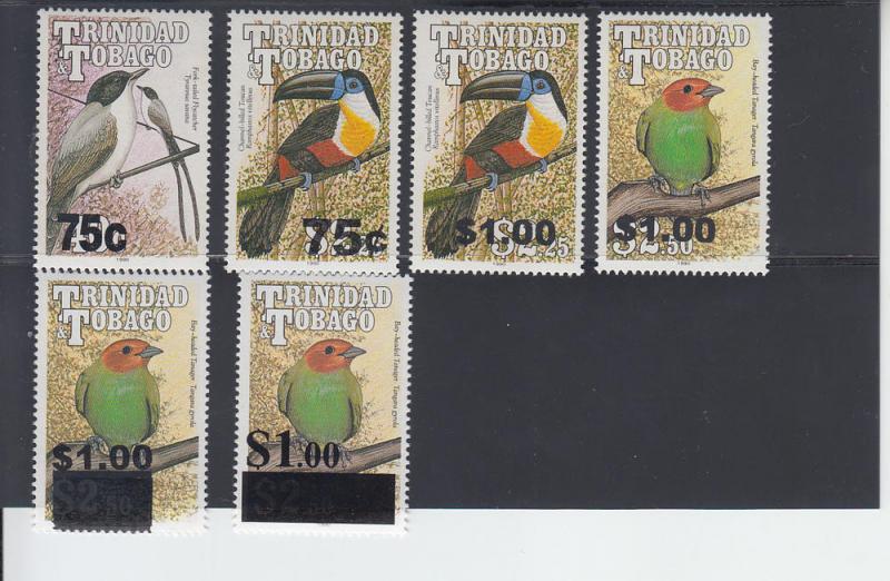 1999+ Trinidad & Tobago Birds Overprints (6) MNH