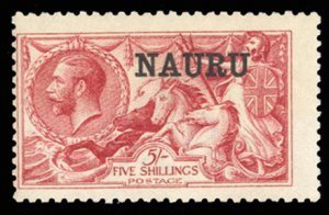 Nauru #14 Cat$125, 1916 5sh carmine, lightly hinged