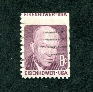 x0615 - US Sc# 1395 Used - 8c Eisenhower - MISPERFORATED