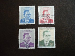 Stamps - Turkey - Scott#1878,1879,1881,1882- Used Part Set of 4 Stamps