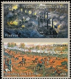 2013 46c The Civil War 1863 Vicksburg & Gettysburg Scott 4787-88 Mint F/VF NH