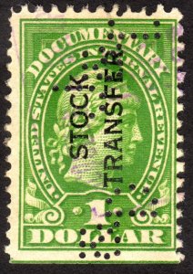 1918, US $1, Stock Transfer, Used, Sc RD12