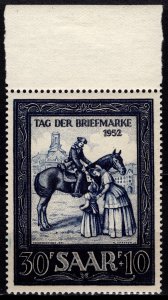 Saar 1952 French Occupation, Stamp Day, 15f [Unused, Margin]