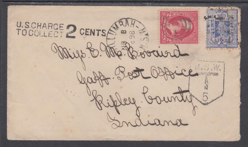 New South Wales Sc 99 on 1898 Underfranked / Postage Due Cover to US 