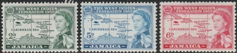 Jamaica, #175-177 MH From 1958,  CV-$2.65