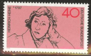 Germany Scott 1098 MNH** 1972 Heinrich Heine Poet stamp