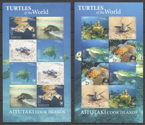 Imperf 2020 Aitutaki Sea Turtles Fauna Michel 320 Euro Rare 2Sh Mnh Fat072