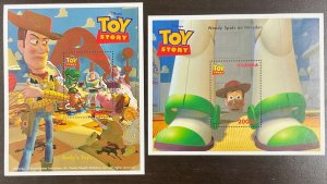 Uganda Disney 2 Toy Story - Woody and Buzz Aldrin Souvenir Sheets 1997