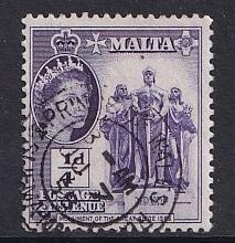 Malta   #246   used    1956   defenitive  1/4p