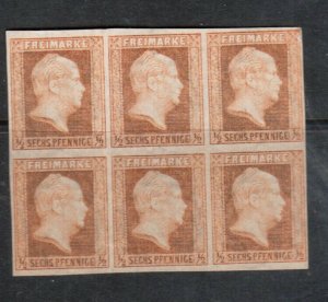 Prussia #2 Very Fine Mint Block Of Six Unused (No Gum)