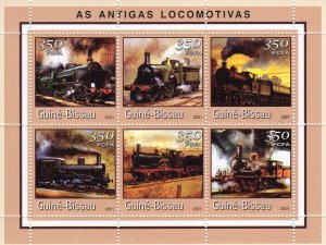 Guinea-Bissau 2001 OLD LOCOMOTIVES Sheetlet (6) MNH