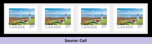 Canada 3437 Far & Wide Point Prim Lighthouse $1.15 coil strip 4 MNH 2024