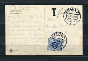 Czechoslovakia 1938 Postal card tax due Praha-Zabreh Single Usage DoplataSKU 757