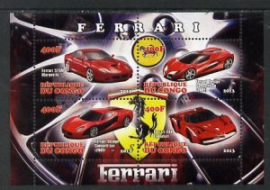 CONGO B. - 2013 - Ferrari Cars #1 - Perf 4v Sheet - Mint Never Hinged