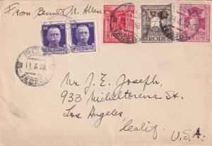 1932: Rhodes, Italy to Los Angeles, CA with letter (57624)