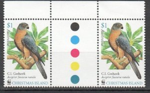 B1122 ! Gutter Pair Christmas Island Wwf Fauna Birds Of Prey Goshawks Mnh