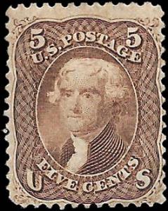 1863 US  SC # 76 UNUSED F-VF NH og  CANCEL  - VERY SOUND